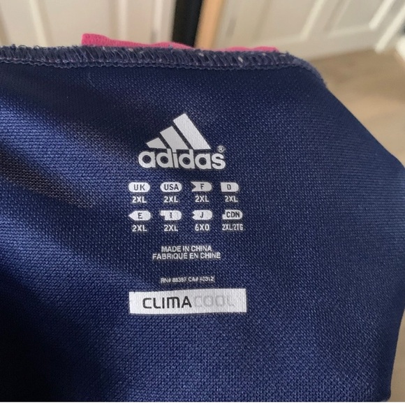 Adidas Paris SF Rugby Jersey Size 2XL Ladies Navy Blue Pink Climacool Logo - Picture 9 of 10